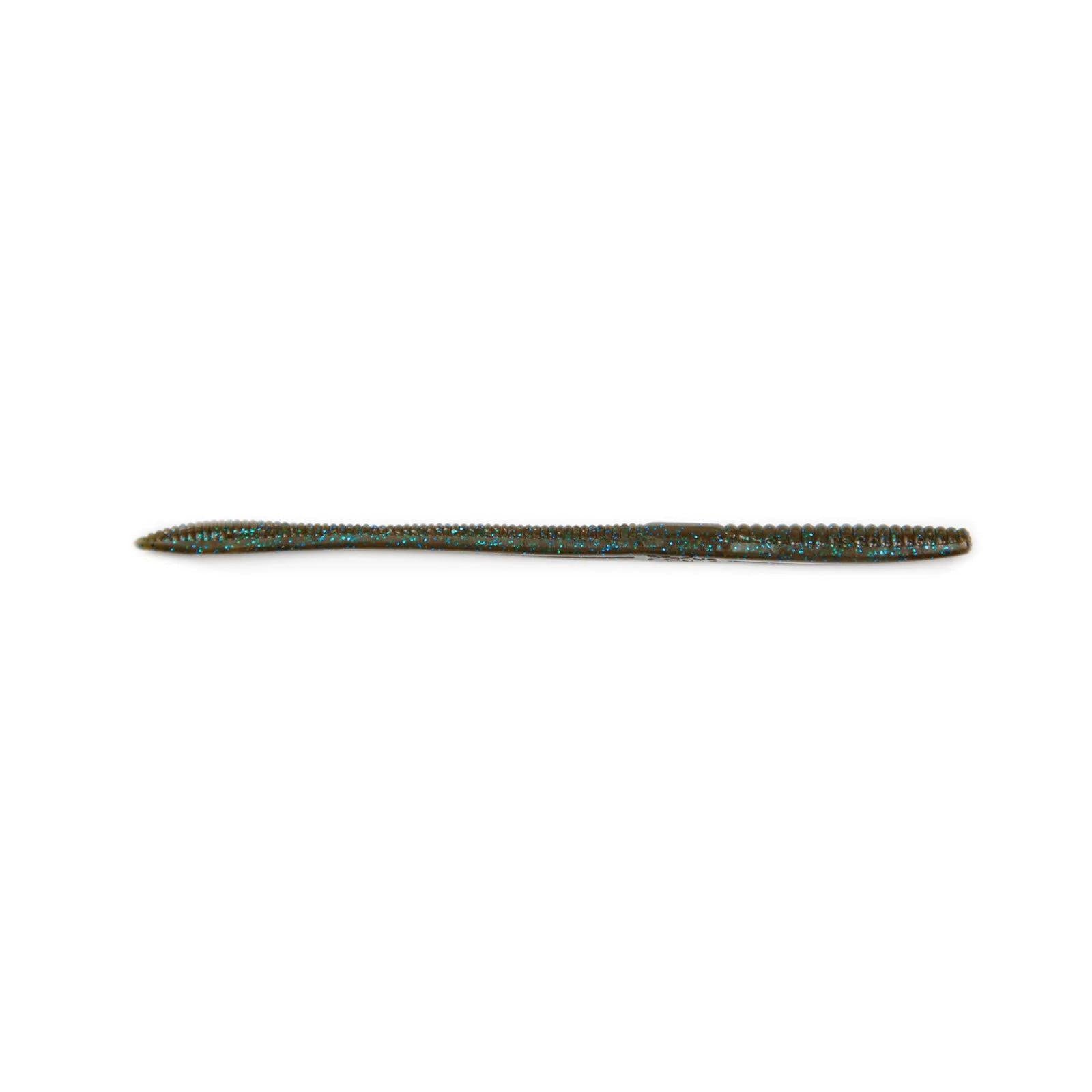View of X Zone Deception Worms Green Pumpkin Blue Flake available at EZOKO Fishing