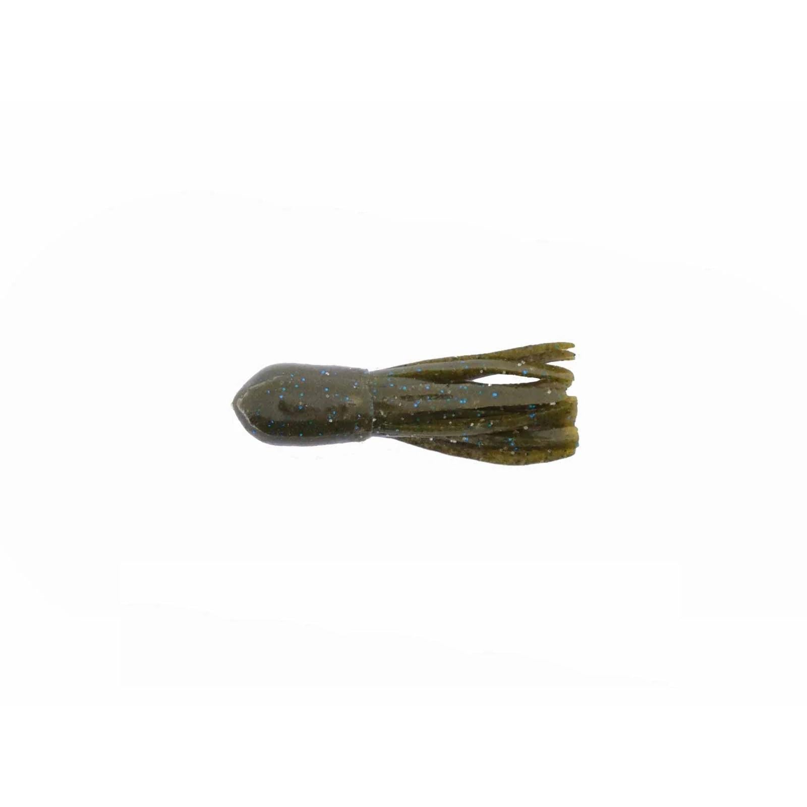 View of X Zone Scented Stealth Tube Green Pumpkin Blue Flake available at EZOKO Fishing