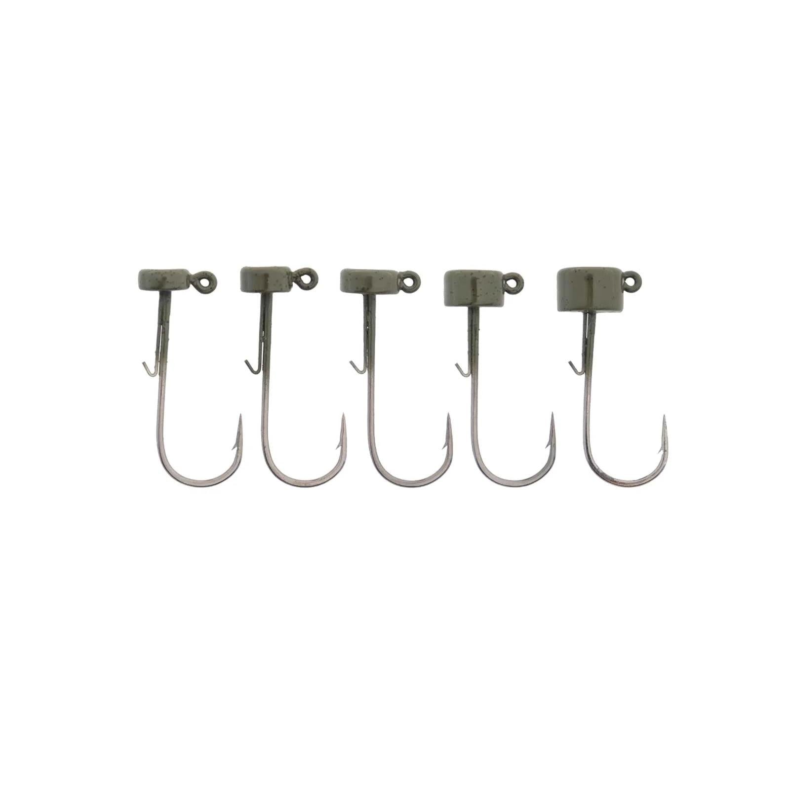 View of X Zone Tungsten Ned Rig Jig Head Green Pumpkin 1/10oz - 1/0 - 3pk available at EZOKO Fishing
