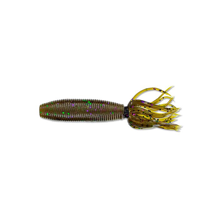 View of Soft Plastic Yamamoto Fat Ika 4" GREEN PUMPKIN W/ LARGE GREEN & PURP available at EZOKO Fishing