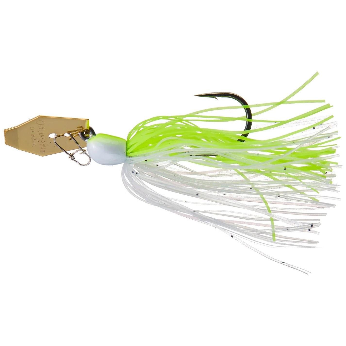 View of Z-Man CHATTERBAIT MINI MAX CHARTREUSE/WHITE 3/8 OZ available at EZOKO Fishing