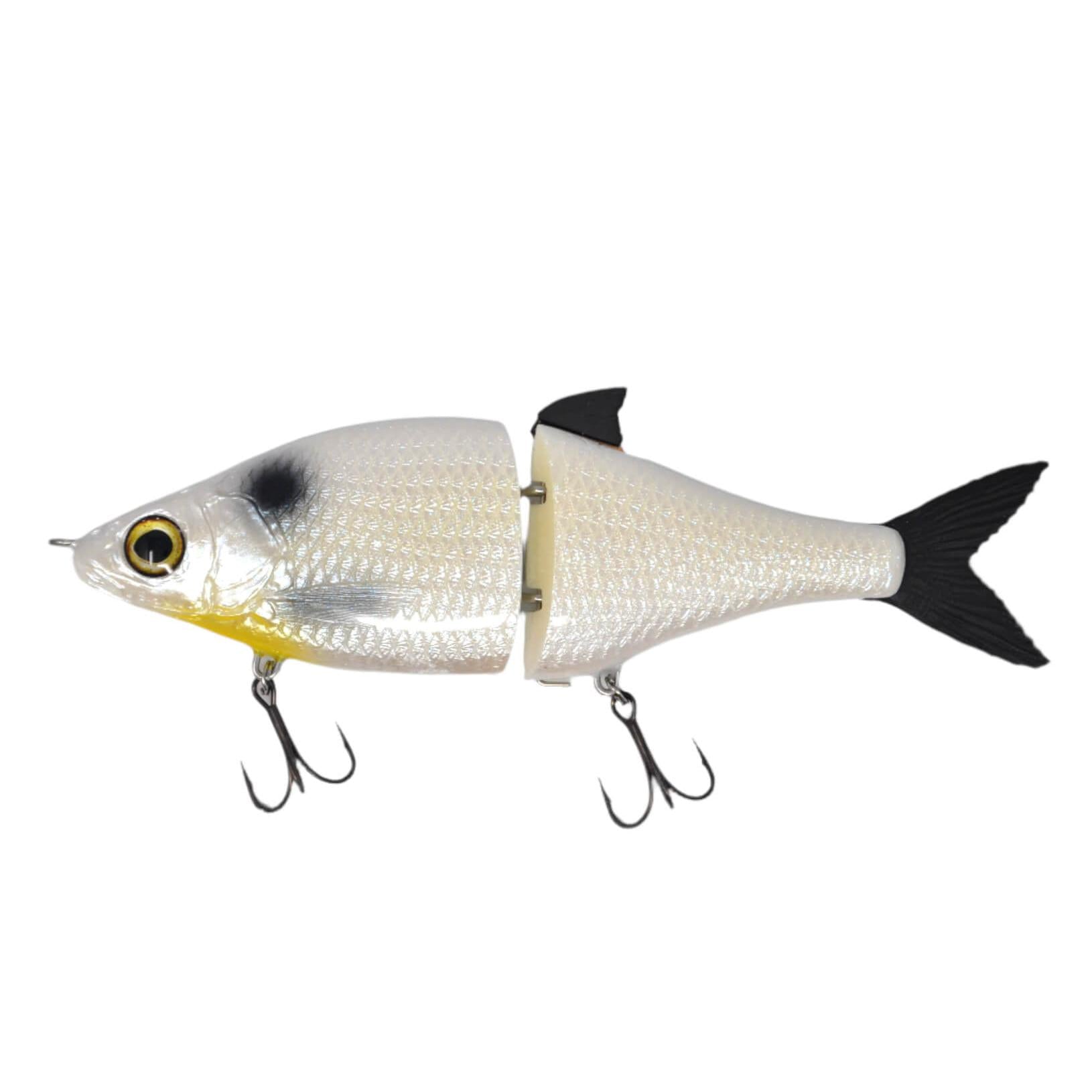 View of Hard Swimbaits Zorba Bait White Fish Swimbait Ghost available at EZOKO Pike and Musky Shop