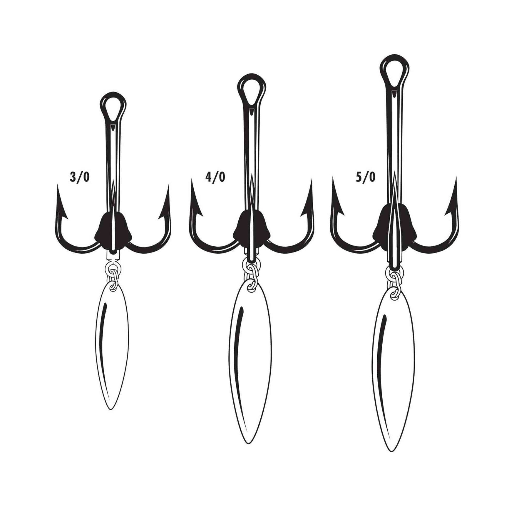 VMC 7548BD Bladed Round 1X Strong Willow Blade Treble Hooks